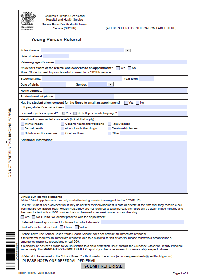 Thumbnail of Young Person Referral Form