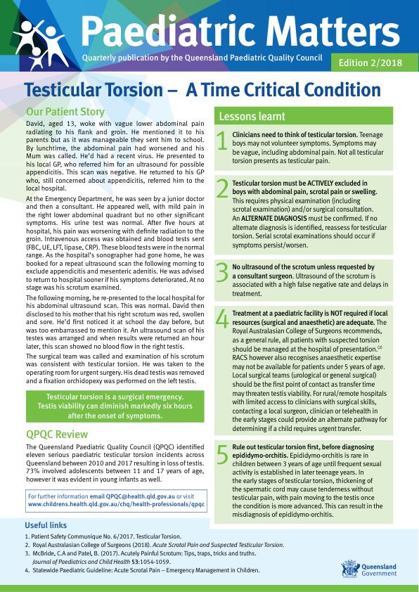 Thumbnail of Paediatric Matters – Testicular torsion: A time critical condition