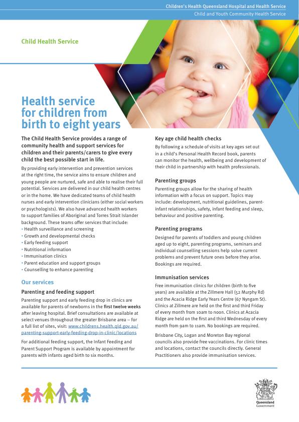 Thumbnail of Health service for children from birth to eight years