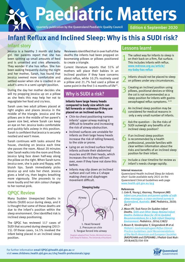 Thumbnail of Paediatric Matters – Infant reflux and inclined sleep: why is this a SUDI risk?
