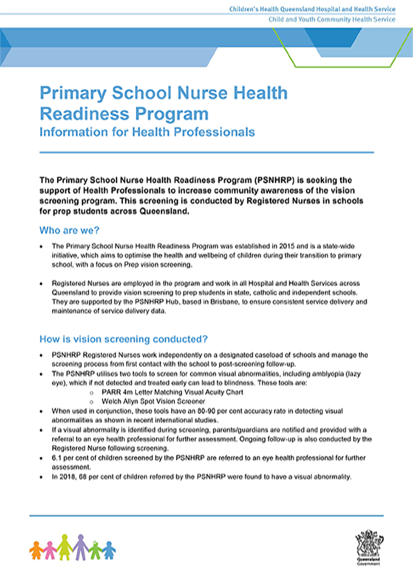 Thumbnail of Primary School Nurse Health Readiness Program Information for Health Professionals