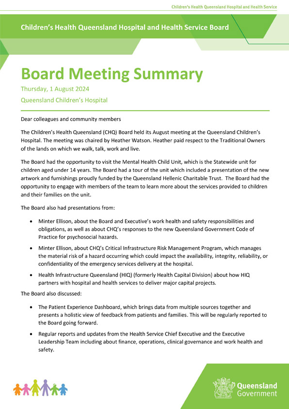 Thumbnail of Board meeting summary August 2024