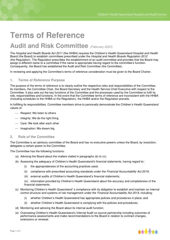 Thumbnail of Audit and Risk Committee Terms of Reference