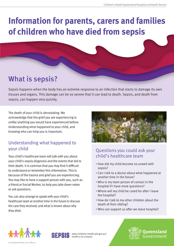 Thumbnail of Sepsis information for parents, carers and families of children who have died from sepsis