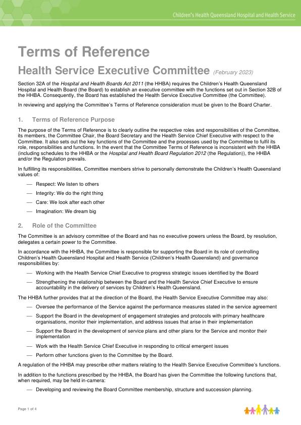 Thumbnail of Board Health Service Executive Committee Terms of Reference