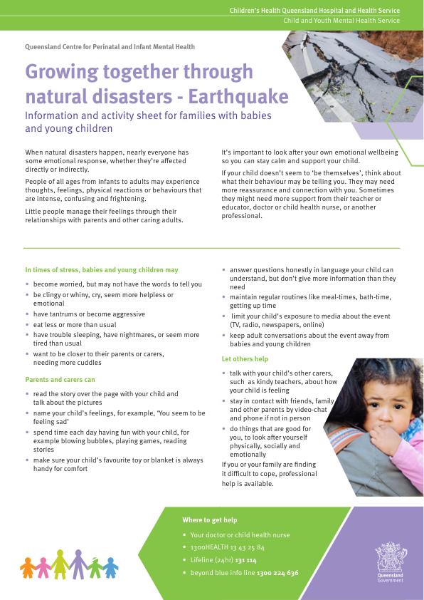 Thumbnail of Earthquake – Growing together through natural disasters information sheet